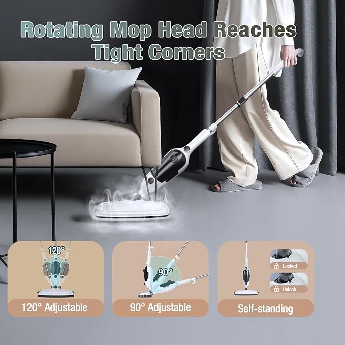 11-in-1 Steam Mop, Powerful Handheld Steam Cleaner for Home with 23FT Cord | MultiPurpose Steam Mop with 15.2 OZ Water Tank, 3 Steam Modes for Hardwood Floors, Clothes, Tile, Windows, Carpet