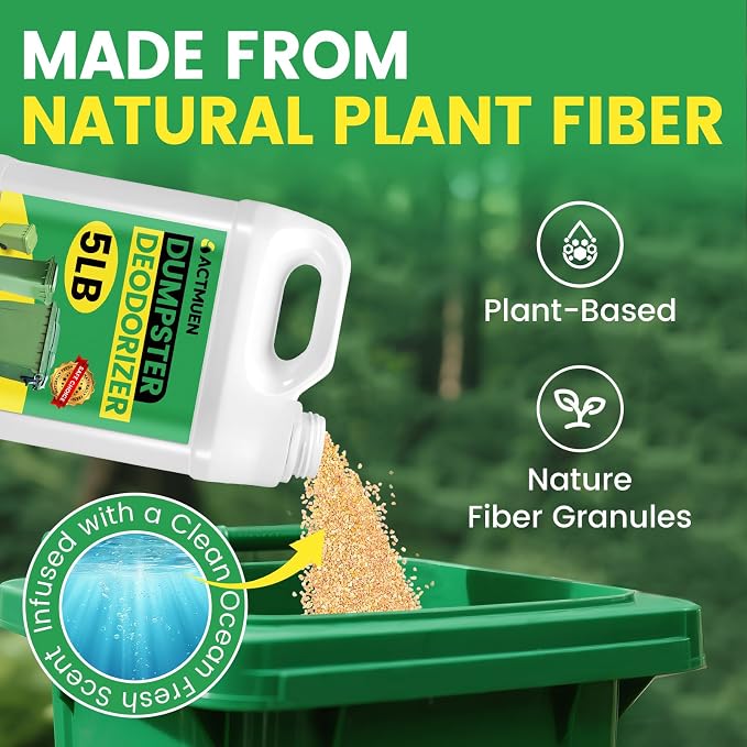 5LB Garbage Can Deodorizer & Liquid Waste Absorber | Absorbs moisture from wet waste and helps control odors in outdoor bins, trash cans, dumpsters, and waste containers.
