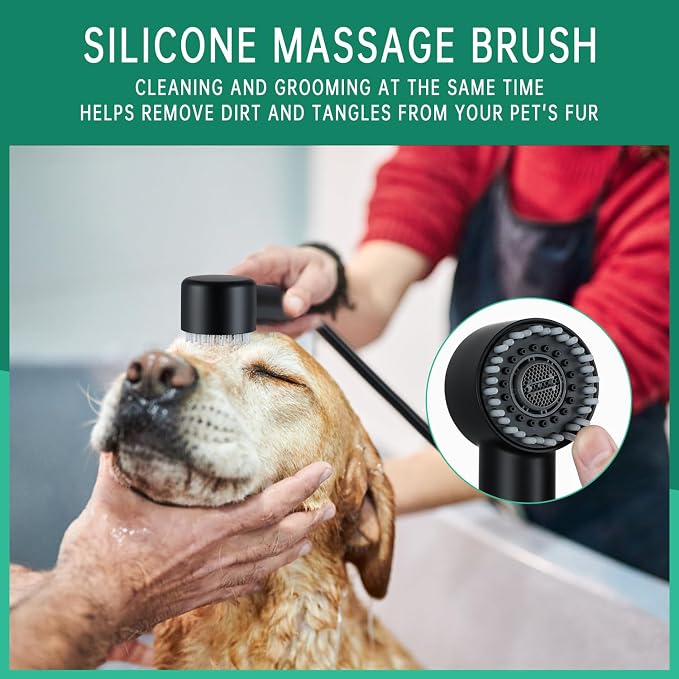 High Pressure3 Mode Dog Shower Attachment with ON/OFF Switch | 3 Spray Modes, With ON/OFF Switch, Extra Long Hose, Easy to Install, No-Drill Hook Mount