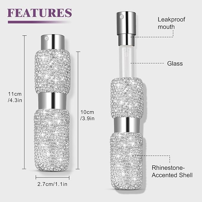 Portable 8ML Cologne Luxury Perfume Travel Refillable Bottle, Travel Size Perfume Refill Atomizer Bottle,Mini Spray Bottle Empty for Refill(2pc)