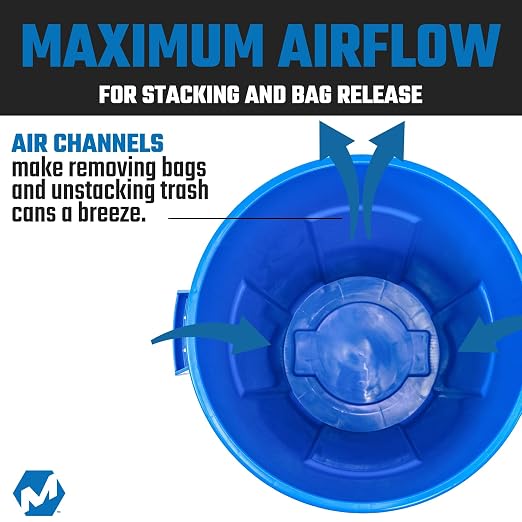 Magnum 44 Gallon Trash Can, High-Vis Blue, Construction Grade, Heavy Duty Plastic, Jobsite Ready for Holding Garbage and Recycling CMTC-C000-44B01 (1 Pack)