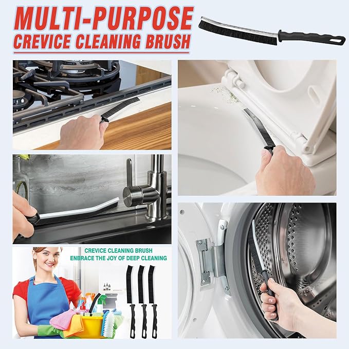 Crevice Cleaning Brush Set, Hard Bristle Gap Scrubber Tools for Bathroom Grout, Window Tracks & Shower Doors, Deep Cleaning Home Essentials & Practical Housewarming Gifts 12-Pack