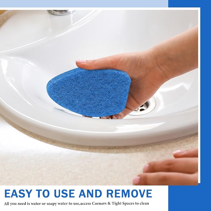 Baderke 4 Pcs Tub Tile Scrubber Cleaning Brush Pad (Without Handle), Blue | for Shower Bathroom Buildup Toilet Wall Floor, Brush Non-scratch Scouring Pads, Kitchen Sponges for Cleaning Home