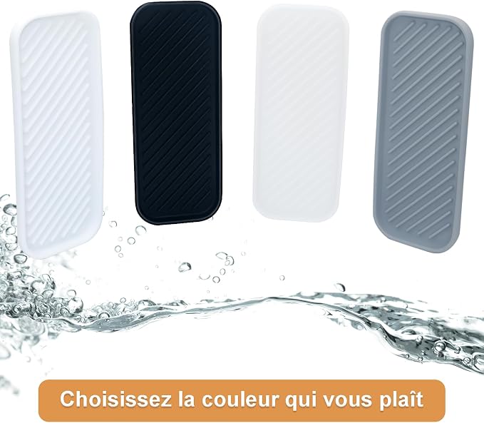 Silicone Organizer Tray, Soap and Sponge Holder for Kitchen Sink, Bathroom - Storage Tray for Dish Brush, Soap Dispenser, Dishwashing Accessories- 2 Pack (Clear)