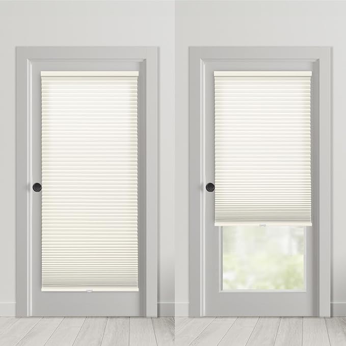 DEZ FURNISHINGS Cordless No Tools No Drill 1.5" Magnet Light Filtering Shades for Metal Doors, 26" W x 72" H, Anchor Gray