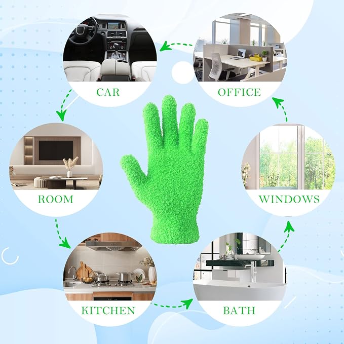 Evridwear Microfiber Plant Dusting Gloves Reusable Leaf Cleaning Glove for Houseplants,Blinds,Furniture and Small Objects