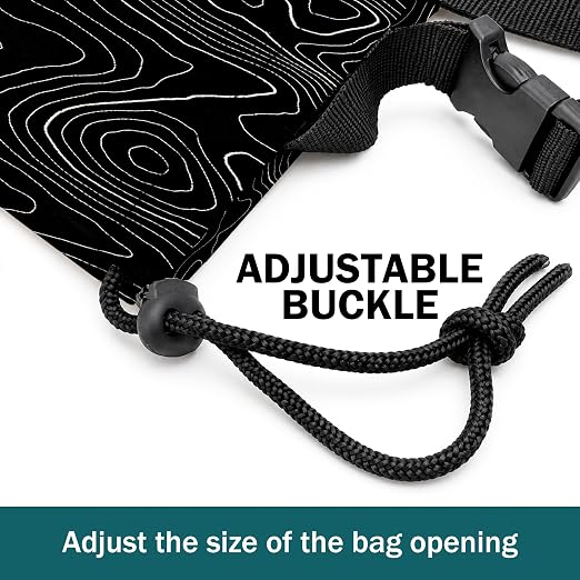 Modern Abstract Topographic Car Trash Bag Hanging for Back Seat | Black White Topography Map Canvas Drawstring Car Garbage Bag with Adjustable Buckle Vehicle Trash Can