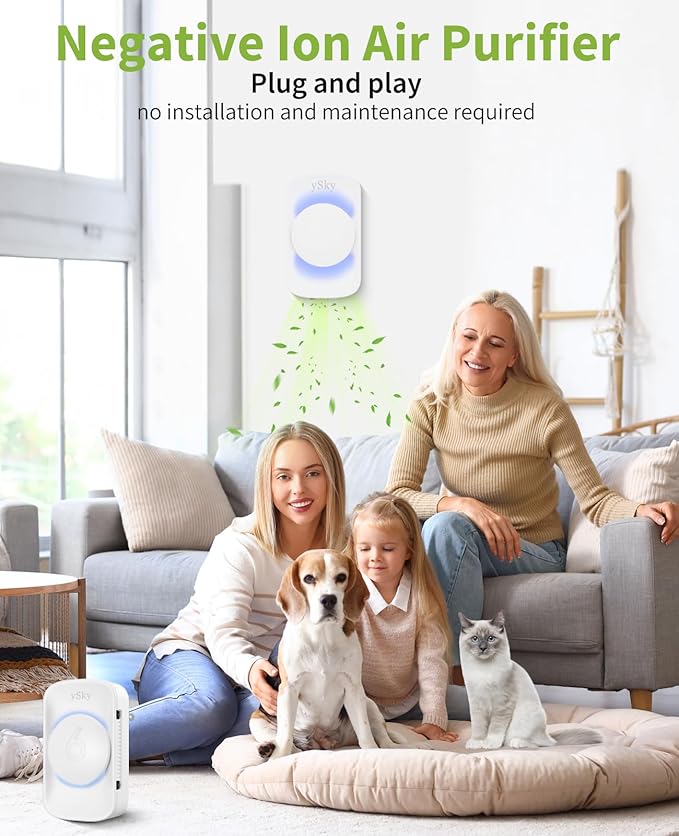 ySky Plug In Air Purifier for Home (3 packs), Negative Ion Air purifier,Quiet Ionizers Air Freshener for home,Bathroom,Bedroom,Portable Air Purifiers for Odor,Pet smell,Mini Air ionizers