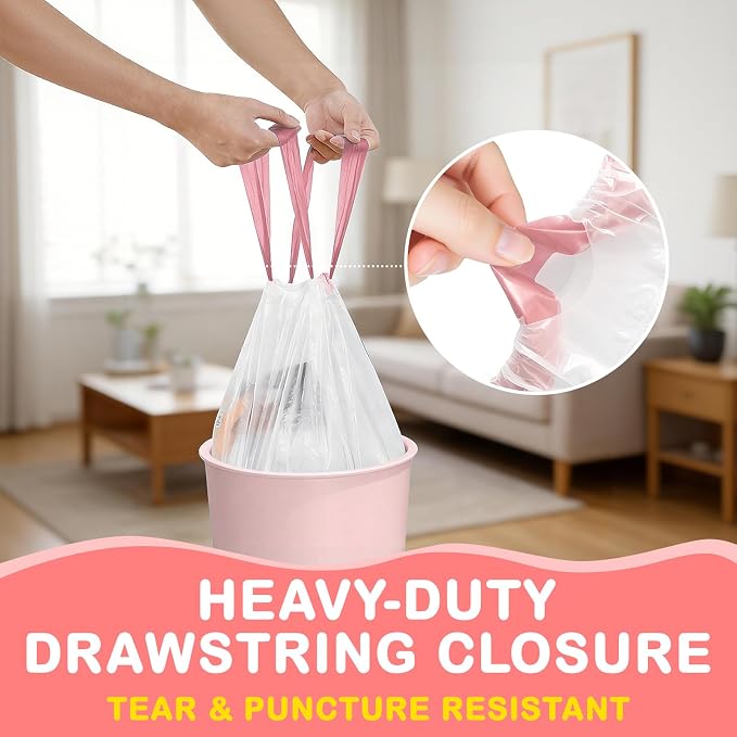100Ct 4 Gallon Small Trash Bags, Cherry Blossom Garbage Bags, Scented Trash Bags, Odor Resistant with Drawstring
