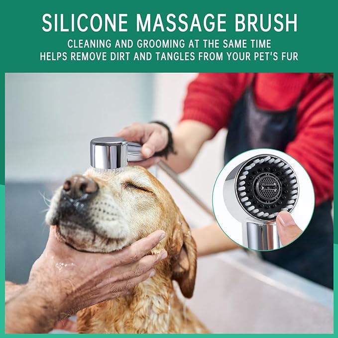 High Pressure3 Mode Dog Shower Attachment with ON/OFF Switch | 3 Spray Modes, With ON/OFF Switch, Extra Long Hose, Easy to Install, No-Drill Hook Mount