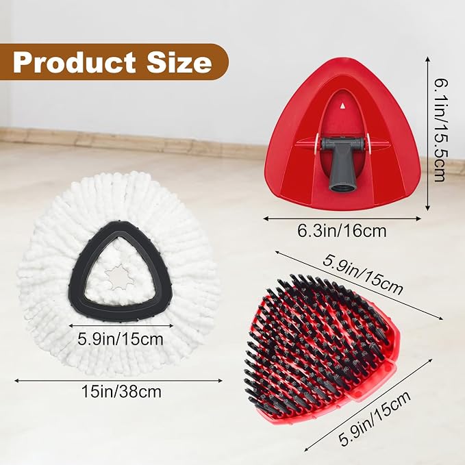 7 Pack Mop Heads Replacements for O Cedar, MOp Replace Heads for EasyWring 1 Tank,Includes 4 Microfiber Spin Mops Refills,2 Upgrade Scrubber Brushes and 1 Base for Deep Cleaning Machine Washable