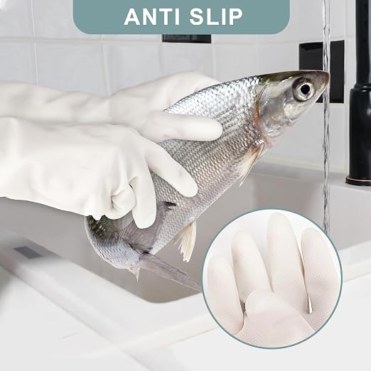 2 Pairs, 15 Inches, Nitrile Cleaning Gloves, Kitchen Dishwashing Gloves, Reusable, Durable, Water-Resistant, And Hypoallergenic (Small)