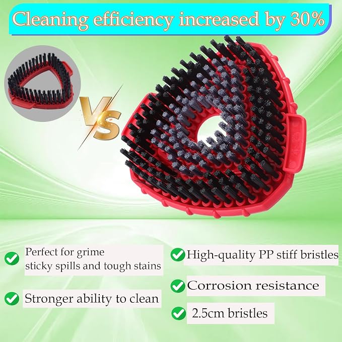Spin Mop Scrub Brush Head Compatible with O Cedar EasyWring 1-Tank Spin Mop System, 2 Microfiber Scrubber Mop Head Refills & 1 Mop Base, Hard Bristle