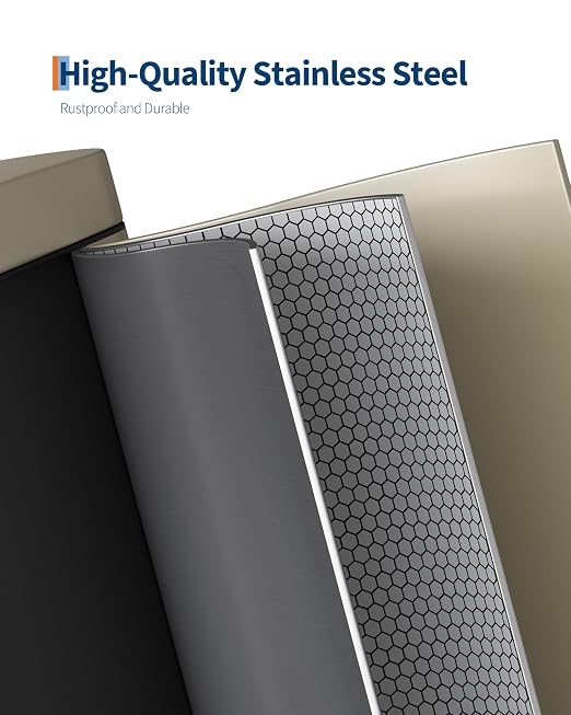 2.6 Gallon/10 Liter Slim Trash Can, Stainless Steel Garbage Bin with Removable Inner Bucket, Step Trash Can Rectangle Waste Bin for Narrow Space, Kitchen, Bathroom, Office, Beige