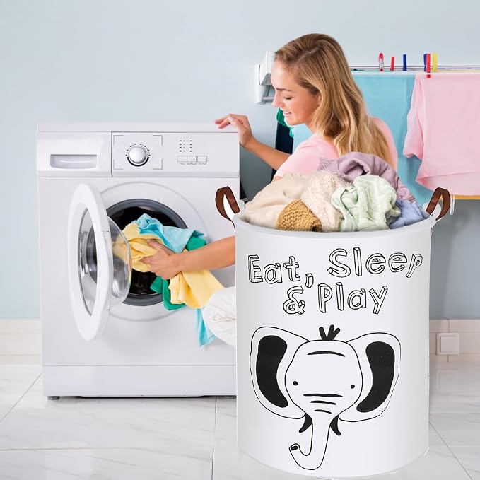 Collapsible Laundry Basket in Bedroom Waterproof Laundry Hamper in Bathroom Large Laundry Bag in College Dormitory Cloakroom Livingroom Nursery Organizer Toy Bin