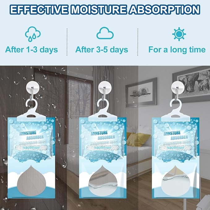20 Pack Hanging Closet Dehumidifier Bags Moisture Absorbers for Cars | Fragrance Free Leakproof Moisture Absorbing Bags for Closet, Bathroom Basement RV, Eliminates Odors for Fresher, Cleaner Air