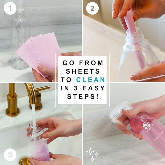 All Purpose Cleaner Sheets: Lemon Scent, Makes 5 Bottles | Ultra-Concentrated, Multi-Surface, Earth-Friendly Cleaner for Kitchen, Bathroom, Home & Office, 10-Pack + Bonus Sample Pack