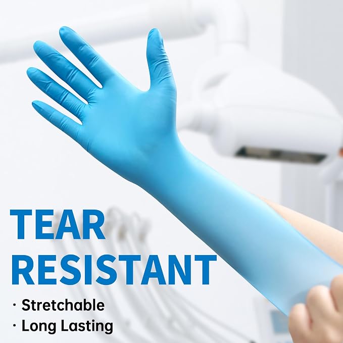 Medical Blue Nitrile Disposable Exam Gloves 4Mil Latex & Powder-Free | Flex • Powder-Free & Latex-Free • Medical • Examination • Lab • Chemo Rated • Cooking • Cleaning • Food Prep • Blue • 100 Pcs