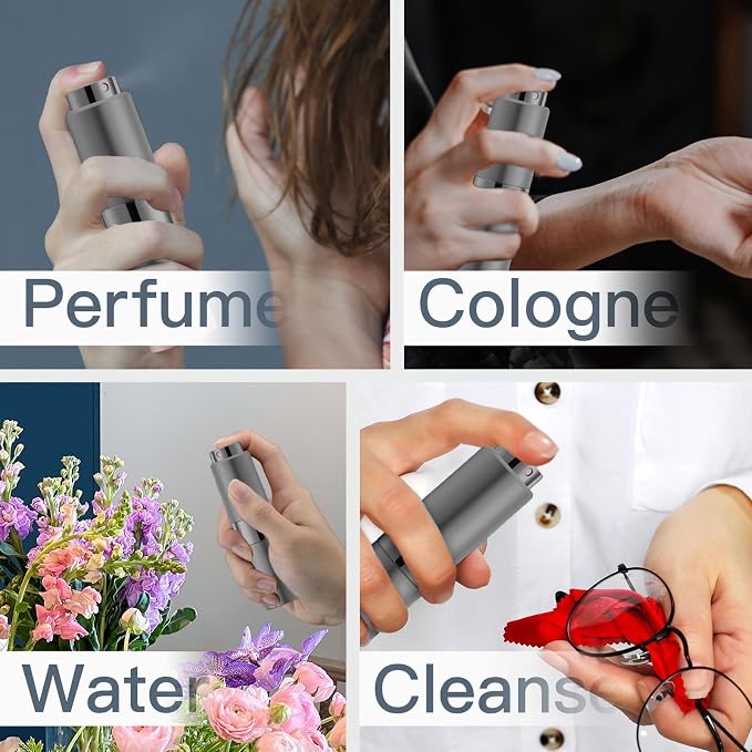 Travel Perfume Bottle Refillable 20ml, Cologne Spray Atomizer Large, Grey | Empty spray for fragrance, leak proof, mini size, twist up, portable, refill small decanter, for men & women, TSA friendly