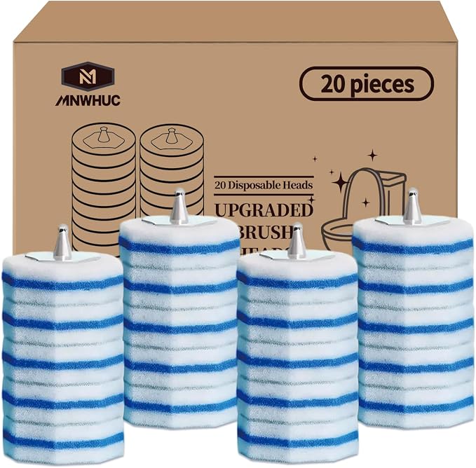 Toilet Bowl Cleaner Wand Refills Compatible with CLOROX, 20 Count Disposable Toilet Brush Refills, Replacement Heads for Toilet Cleaning System, Blue