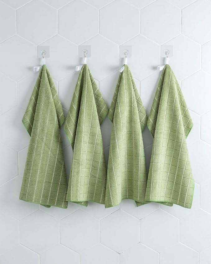 Microfiber Dish Towels - Soft, Super Absorbent and Lint Free Kitchen Towels - 8 Pack (Lattice Designed Olive Colors) - 26 x 18 Inch (Olive Green)