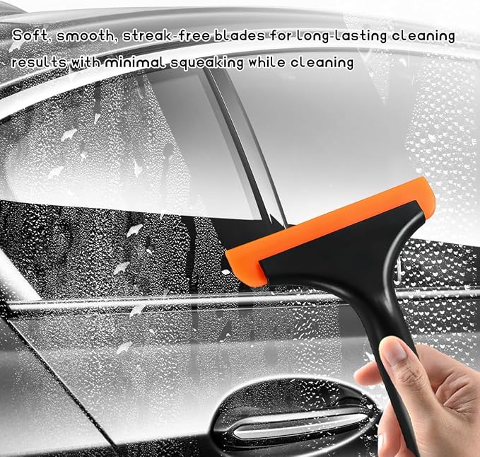 Small Silicone Window Squeegee, Car Windshield Water Wiper Scraper with 5.9" Blade and Non-Slip Handle, All-Purpose Auto Water Blade Squeegee for Window Mirror Cleaning