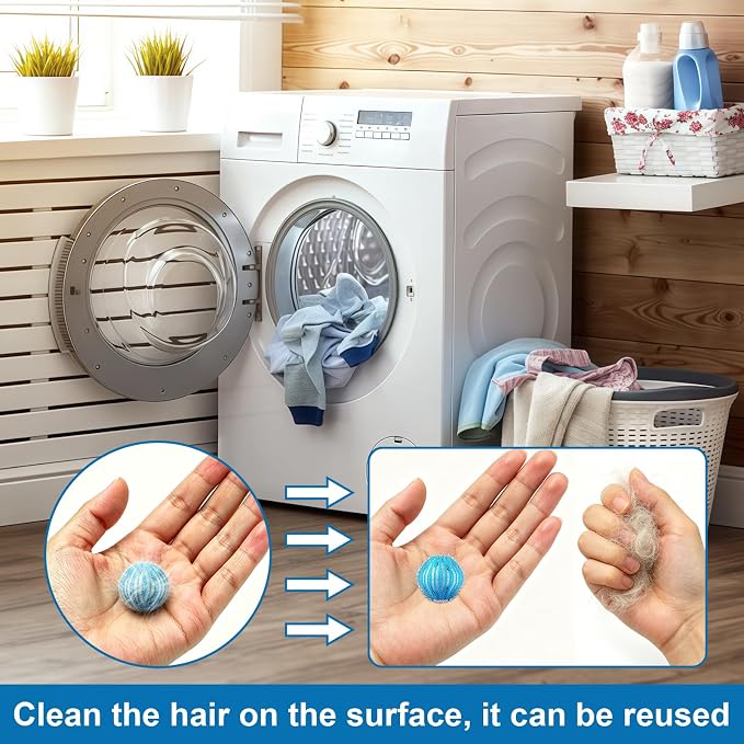 20Pcs Pet Hair Remover for Laundry, 1.4 inch Mini Ball Lint Traps | Effective Dryer Ball for Cat Dog Pet Hair in Clothes,Sheets,Towels, Lint Catcher for washing Machine Without Damaging Fabrics