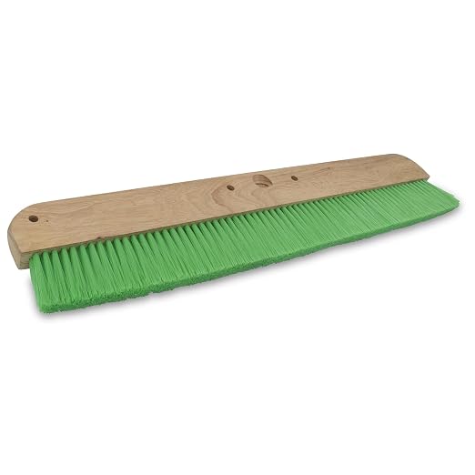 MARSHALLTOWN Wood Backed Concrete Broom, Finishing Tool, Assembled in USA | Memory-Resistant Green Nylon Bristles, Concrete Brush, Lacquered Hardwood Block, Threaded Hole, Light Texture Finish, 6562