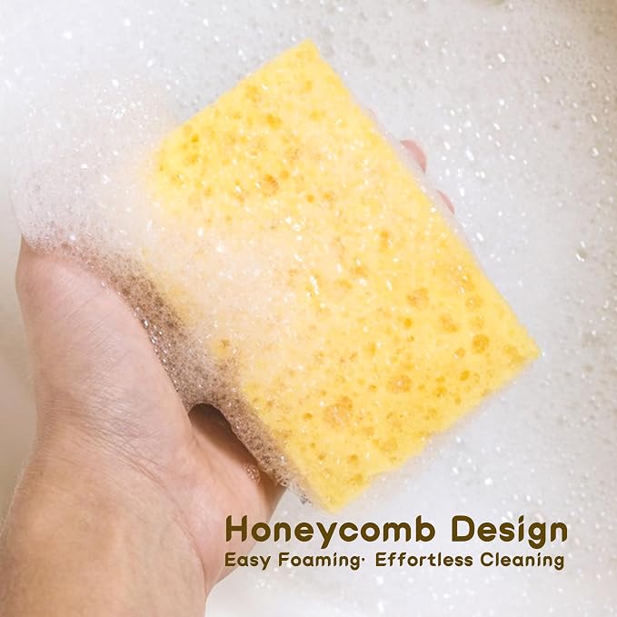 12 PCS Compressed Cellulose Sponges, Kitchen Dishwashing Sponges | Soft, Non-Scratch, Reusable Sponge for Cleaning Dishes, Cookware, Bathroom, Household Use