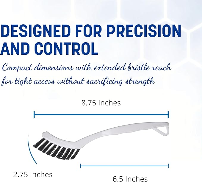 SPARTA Grout Brush with Stiff Nylon Bristles, 8 Inch, White, 24-Pack | Flo-Pac, Stiff Crimped Nylon Bristles, 2.75-Inch Brush Section, Narrow Crevices, BPA Free