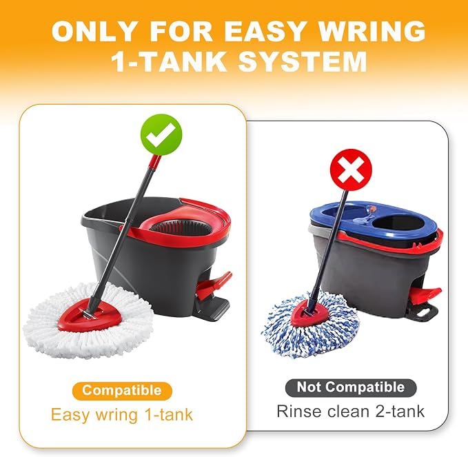 7 Pack Mop Replace Head for Ocedar Spin Mop Replacements Scrubber | Compatible O Cedar EasyWring 1-Tank System, Microfiber, Reusable, Machine Washable, for Deep Floor Cleaning, Easy to Replace