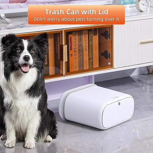 funest 3.3 Gallon Bathroom Trash Can with Push Lid, Dog Proof, White | Double-Layer Design, Air-Suction Bag System, Narrow Plastic Garbage Can with Extra Buckle Replacement