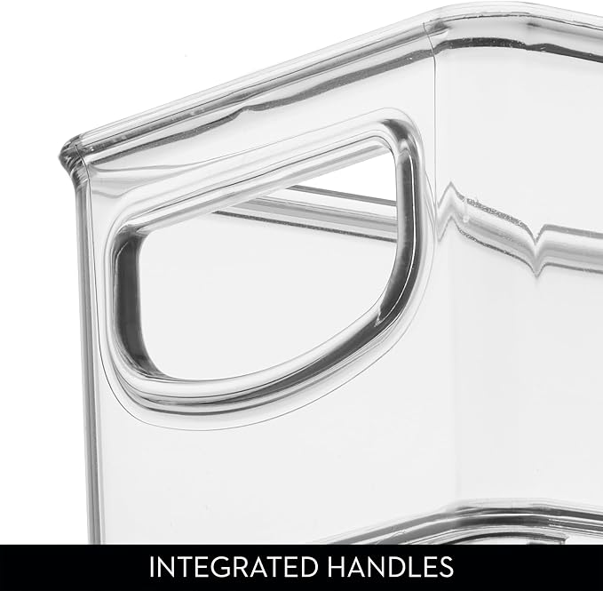 iDesign Plastic Stackable Pantry Bin, Clear | Storage Bin with Handles, For Cabinets or Fridge