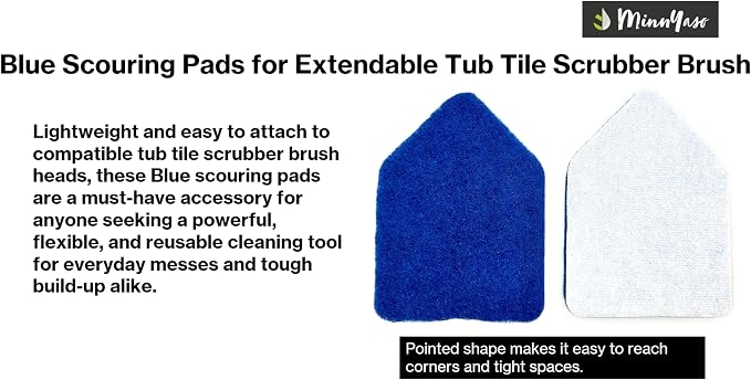 Blue High-Power Scrub Scouring Pads, Fit Extendable Tub Tile Scrubber Brush | 5 Pack Scrub Pads Refill Replacement Pads for Cleaning Bathroom Kitchen Toilet Tile, Compatible Fit Moku, Yocada, Cleanhome