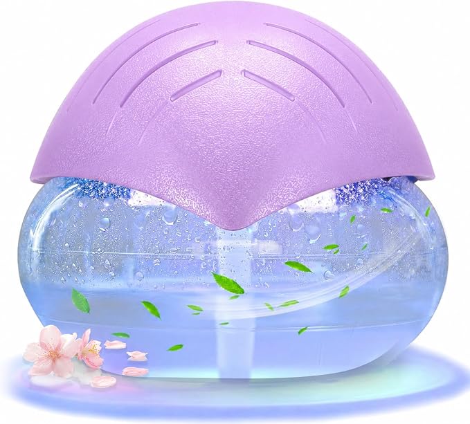 Air freshener (Purple) - for Home, Bedroom and Office - Essential Oil Aroma Diffuser with LED Coloured Night Light with Soothing Water Flow Sound - Water Filtered air Purifier for Pets and Smokers.