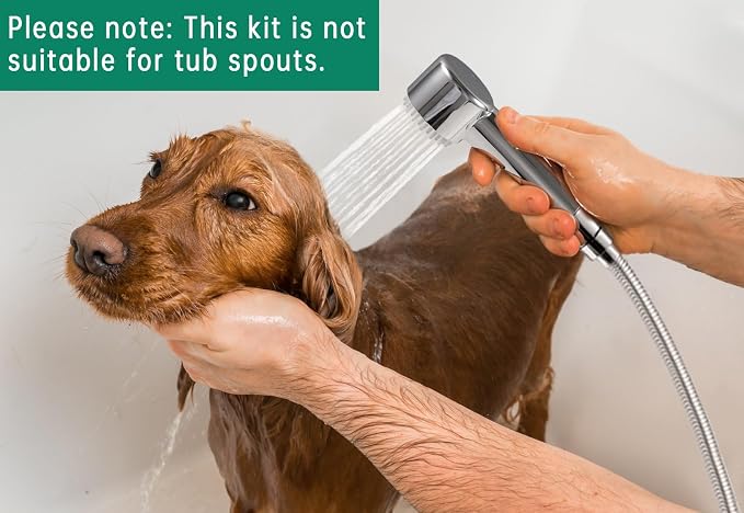 High Pressure3 Mode Dog Shower Attachment with ON/OFF Switch | With ON/OFF Switch, 100 Inches Extra Long Hose, Easy to Install, Indoor & Outdoor Use, No-Drill Hook Mount