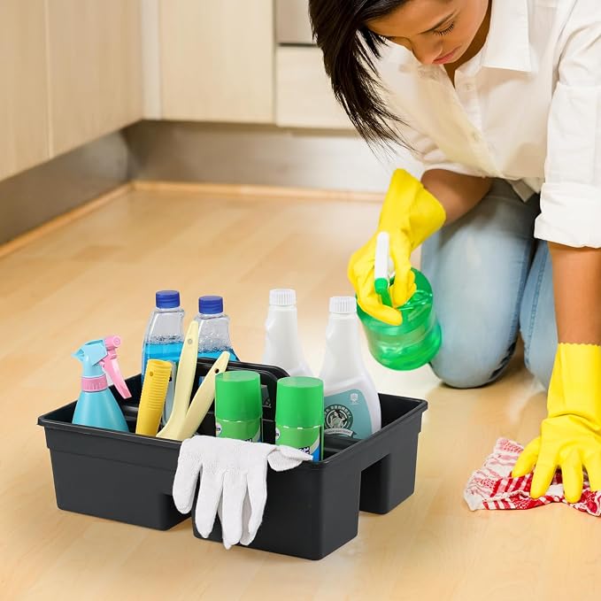 Asking 6 Pack Cleaning Caddy Organizer with Handle, Plastic Carry Caddy | Multi Compartment Design, Convenient Carry Handle, Thickened Plastic, Perfect for Family & Commercial Cleaning Storage