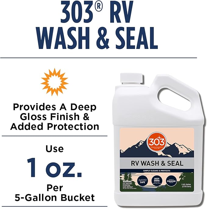 303 RV Wash & Seal, 1 Gallon | pH-neutral wash that cleans, shines, and leaves a streak-free finish on RVs and campers.