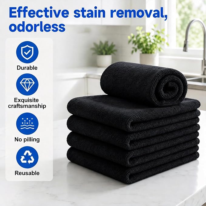 5 Pack Magic Cloth,Microfiber Streak Free Cleaning Cloths,High-Density Non-Abrasive Cleaning Towels,Reusable for Glass,Window,Kitchen,Stainless Steel,Cars & Screens-30 * 20cm