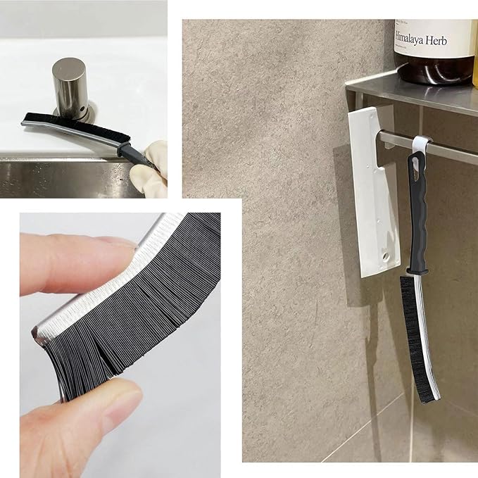 Commercial-Grade Crevice Cleaning Brush Set, Ultra-Stiff Heavy-Duty Gap Scrubber Tools for Bathroom Grout, Window Tracks & Auto Detailing, Zero Cross-Contamination