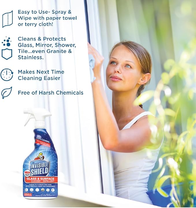 Invisible Shield Glass & Surface Cleaner and Repellent 32 fl. oz. Cleans and Protects against future dirt on multi surfaces by UNELKO- Clean-X (2)