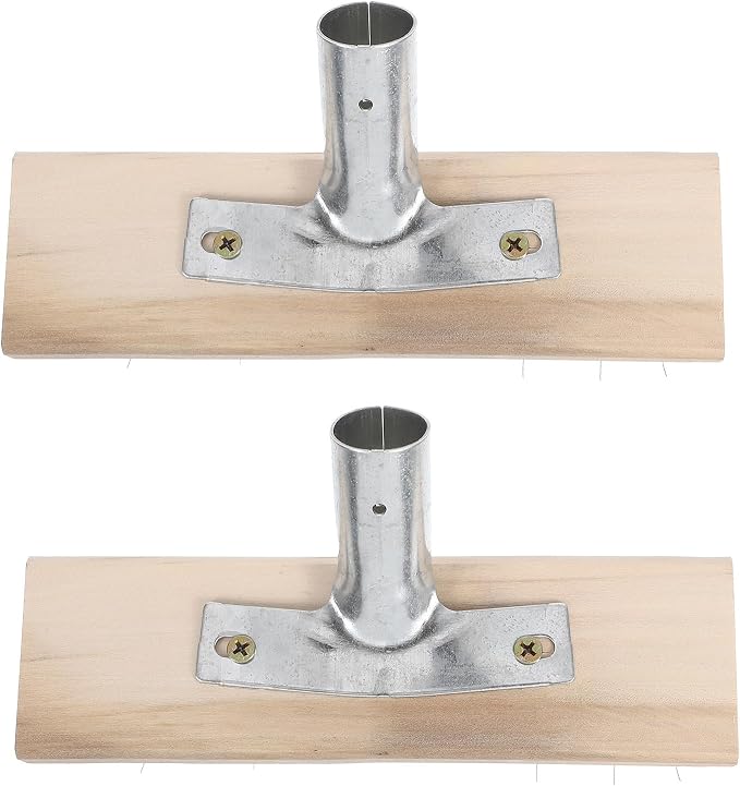 2pcs Heavy Duty Wire Deck Brush with Stainless Steel Bristles and Wooden Handle for Outdoor Floor Cleaning, Moss Removal, and Garage Use, Versatile Metal Floor Scrubber for Patios
