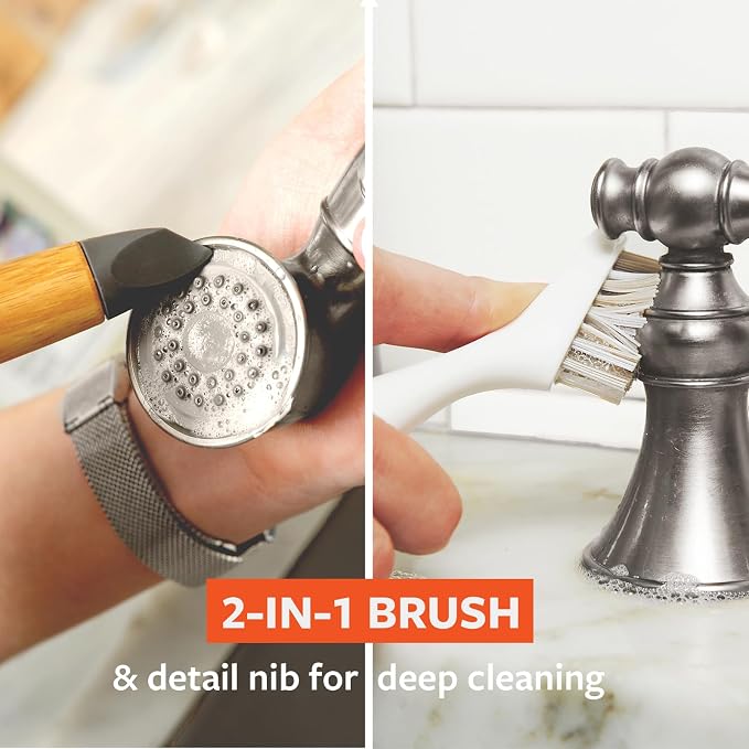 Full Circle The Every-Crevice Detail Brush, Deep Cleaning Brush for Crevices, Shower, & Grout, Tough Bristles, Sustainable Bamboo Handle, 2-Pack | Tough bristles & a sustainable bamboo handle make deep cleaning crevices and showers easy.