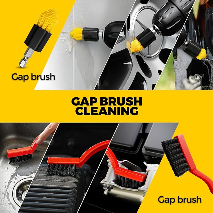 Holikme 22Pack Drill Brush Attachments Set,Scrub Pads & Sponge, Buffing Pads,Power Scrubber Brush,Car Polishing Pad Kit,Wax Applicator Pad,Car Cleaning Kit,Masonry Brushes,Cleaning Supplies | Buffing Sponges, Nylon Grout Tools, Microfiber Wax Pads, Til...