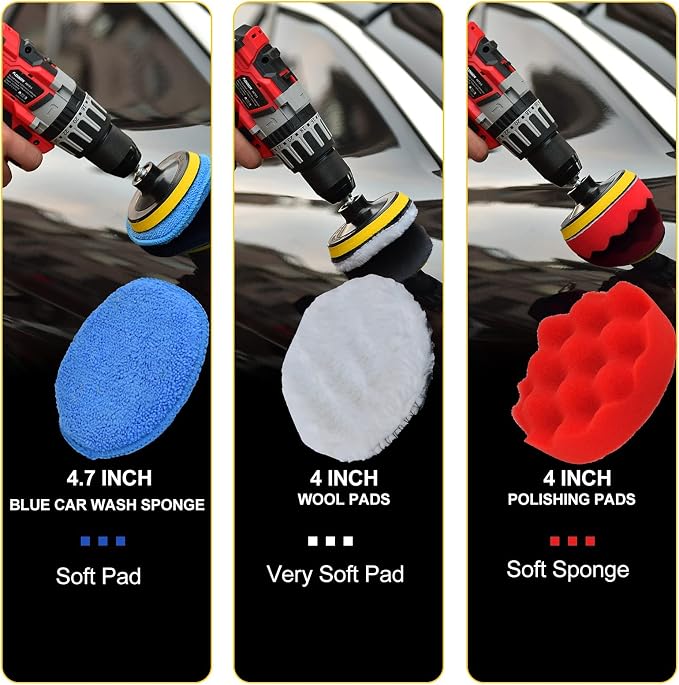 45 Piece Drill Brush Attachment Set, All Purpose Power Clean Scrubber Brush, Scrub Pads & Sponge with Extend Long Attachment for Bathroom, Kitchen,Grout,Tub,Tile,Corners, Auto