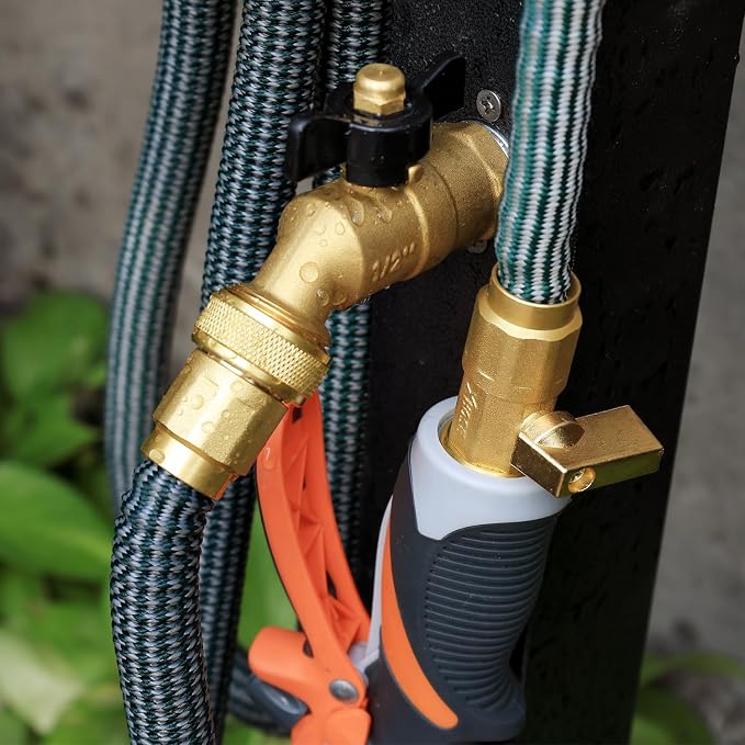 UNWAVER Garden Expandable Telescopic Hose end Adapter with Shut Off Valve | Garden Retractable Hose Repair Kit fitting 2Set