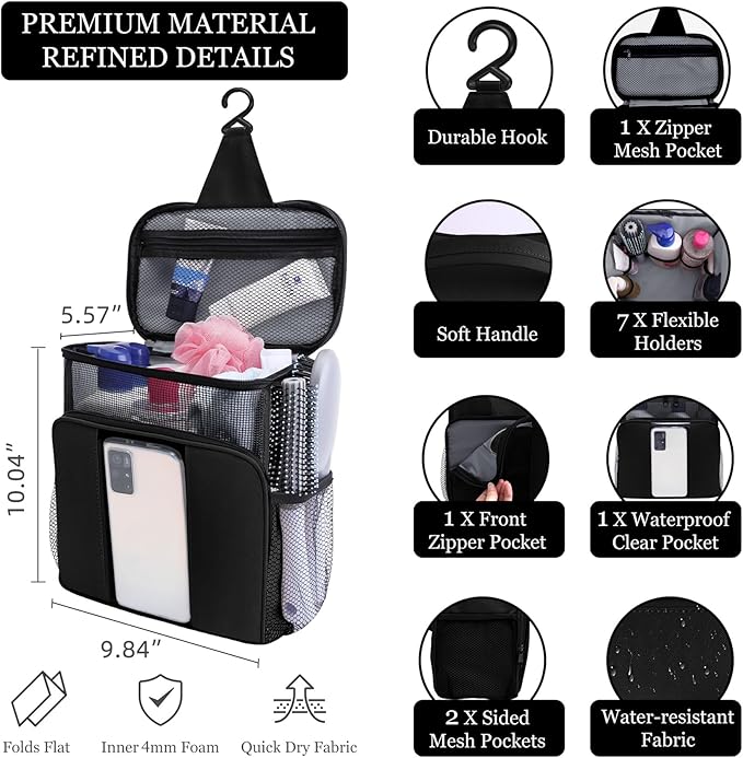 Dorm Room Essentials for College Students Girls Boys Guys, Shower Caddy | Travel Essentials Hanging Toiletry Bags for Traveling Women Men,Mesh Shower Caddies Portable for Camping,Gifts for Christmas