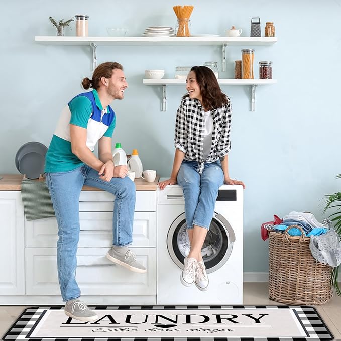 Farmhouse Laundry Room Rug Runner 20"X47" Kitchen Mat Washable Entryway Rugs Soft Non Slip Laundry Carpets Comfort Standing Desk Mats,Carpet for Sink,Office,Laundry Room Decor Accessories