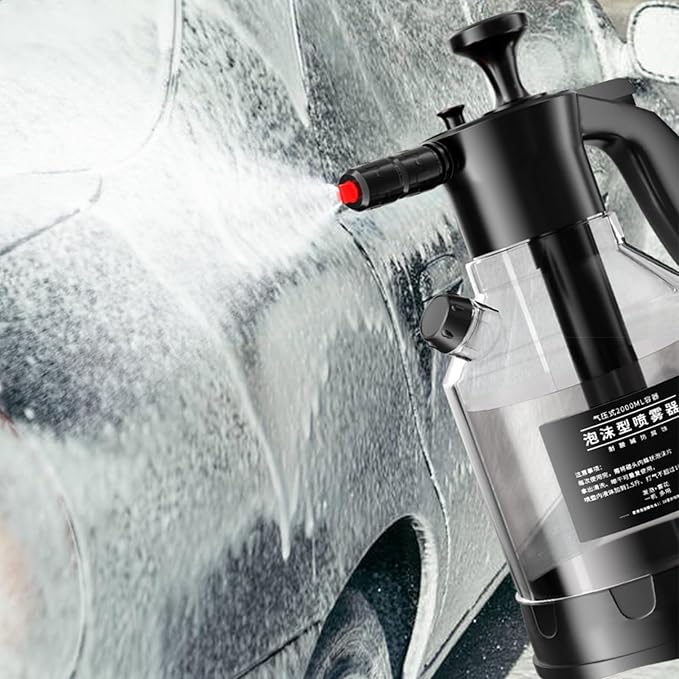 Tyenaza Spray Bottle, 2L Hand Pressurized Spray Bottle, Multifunctional Foaming Pump Sprayer, for Home Wash Car, Water Flowers