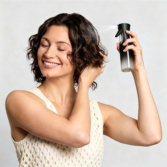 Continuous Spray Bottle for Hair - Ultra Fine Mist Water Sprayer for Hairstyling, Curls, Plants, Cleaning, Salon - 300ml/10.1oz 1 Pack